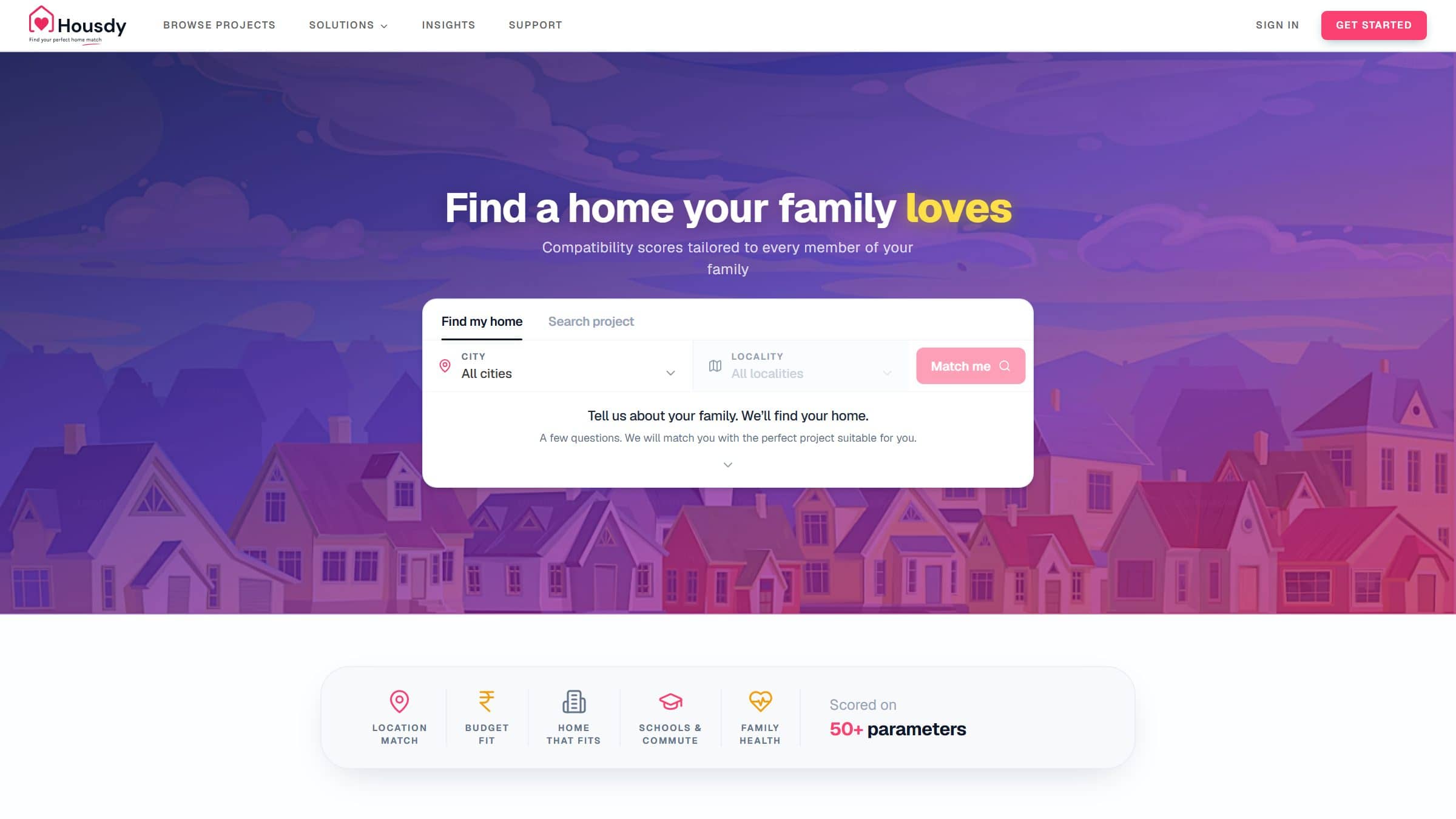 Housdy real estate platform homepage